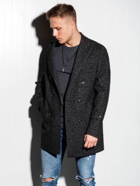 Men's oversize coat C429 - black | Ombre Clothing | MLwear Men Image